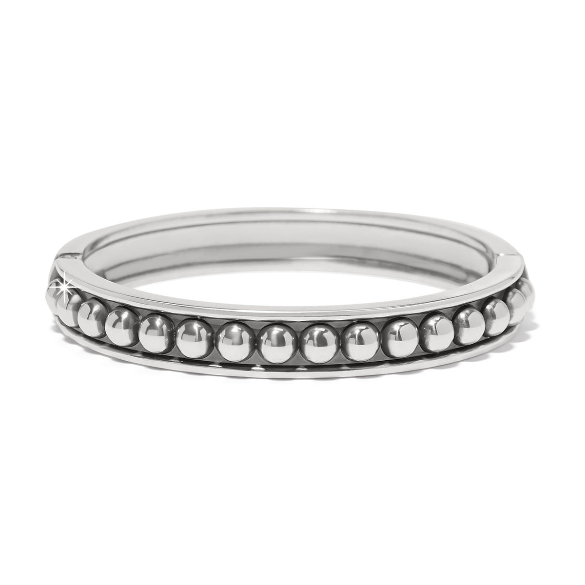 Silver plated hinged bangle bracelet with stud detailing