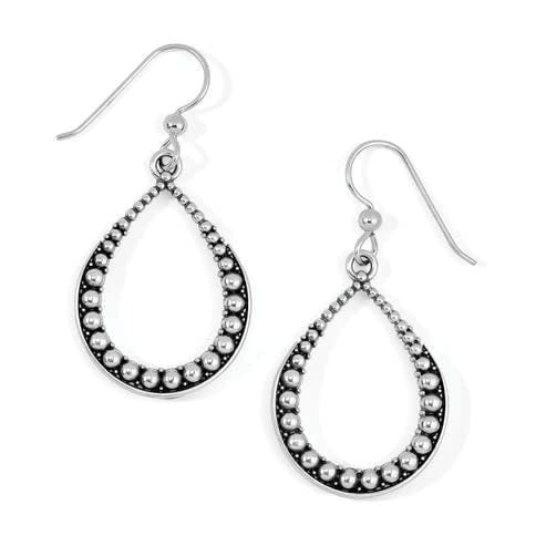 Silver plated teardrop French wire earrings with a polished finish.