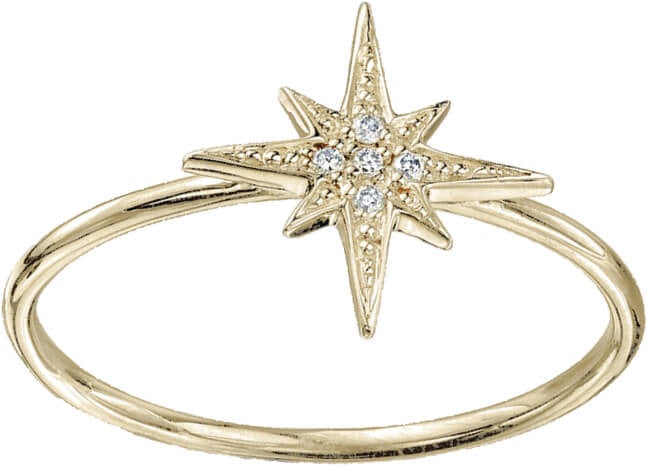 Gold layered ring with star-shaped accents on a band.
