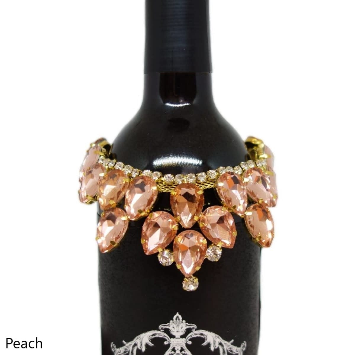Peach pear-shaped crystal wine collar with sparkling embellishments