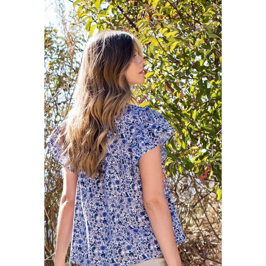 Ellie Print Embroidred Top