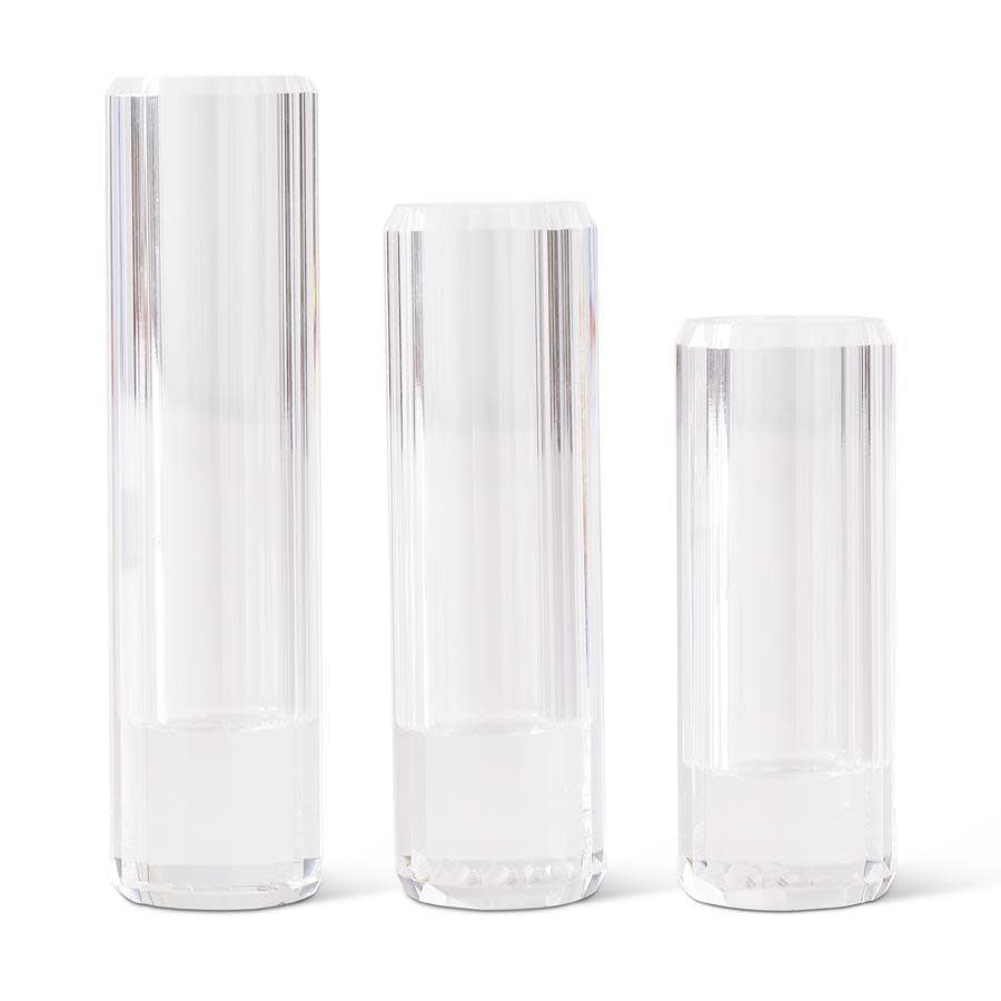 Prism cut crystal bud vase with sparkling finish