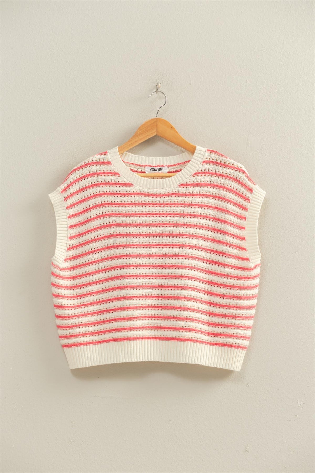 Cindy striped sleeveless crew neck top in cotton acrylic blend
