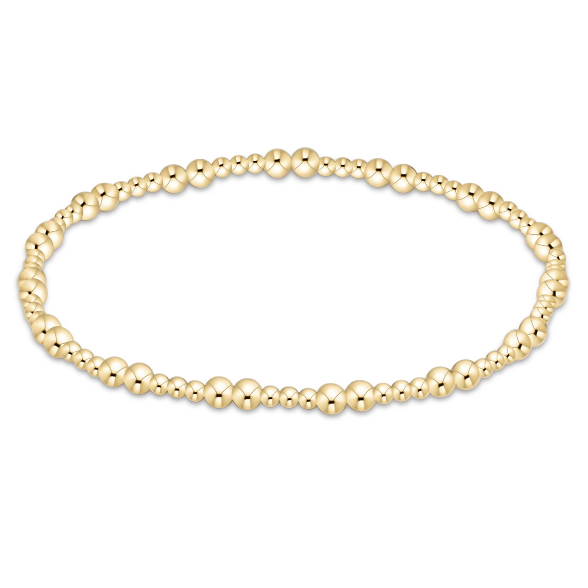 Together Gold 3mm Bracelet featuring alternating 2mm and 3mm 14kt gold-filled beads on elastic.