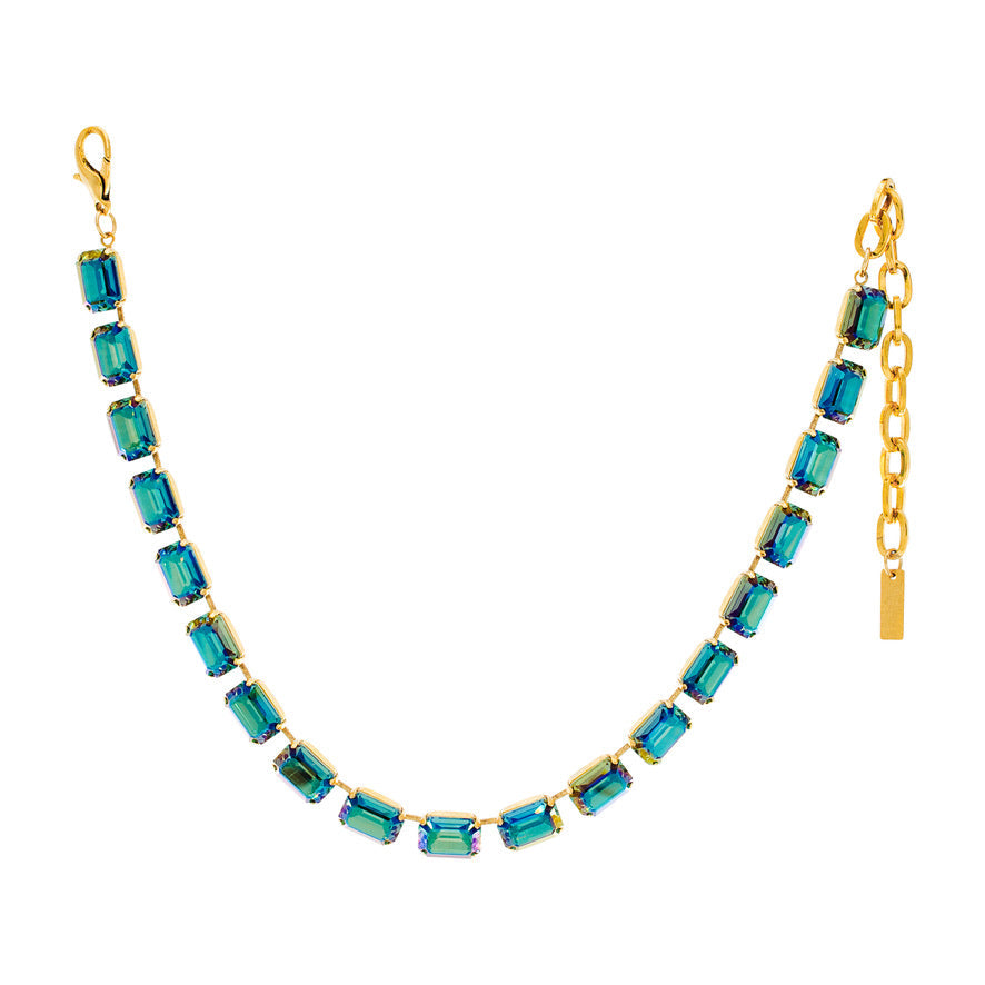 Jabari necklace in Aqua Verde featuring a smooth pendant on a delicate chain.