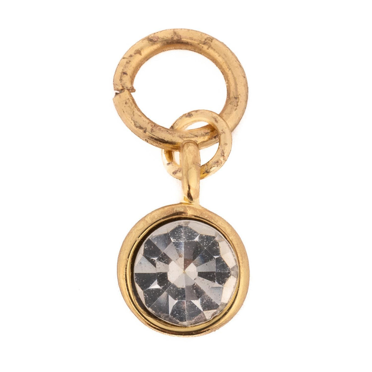 Silver-tone necklace featuring a round birthstone charm with an engraved floral pattern.