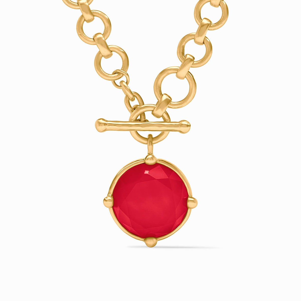 Honeybee Demi Necklace featuring a rose cut stone with beads on one side and a bas relief bee design.