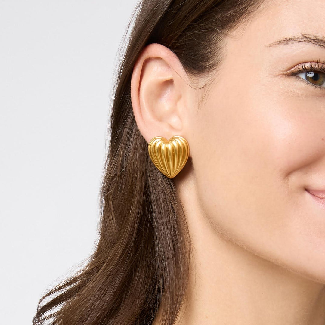 Puffy Heart Statement Stud Gold