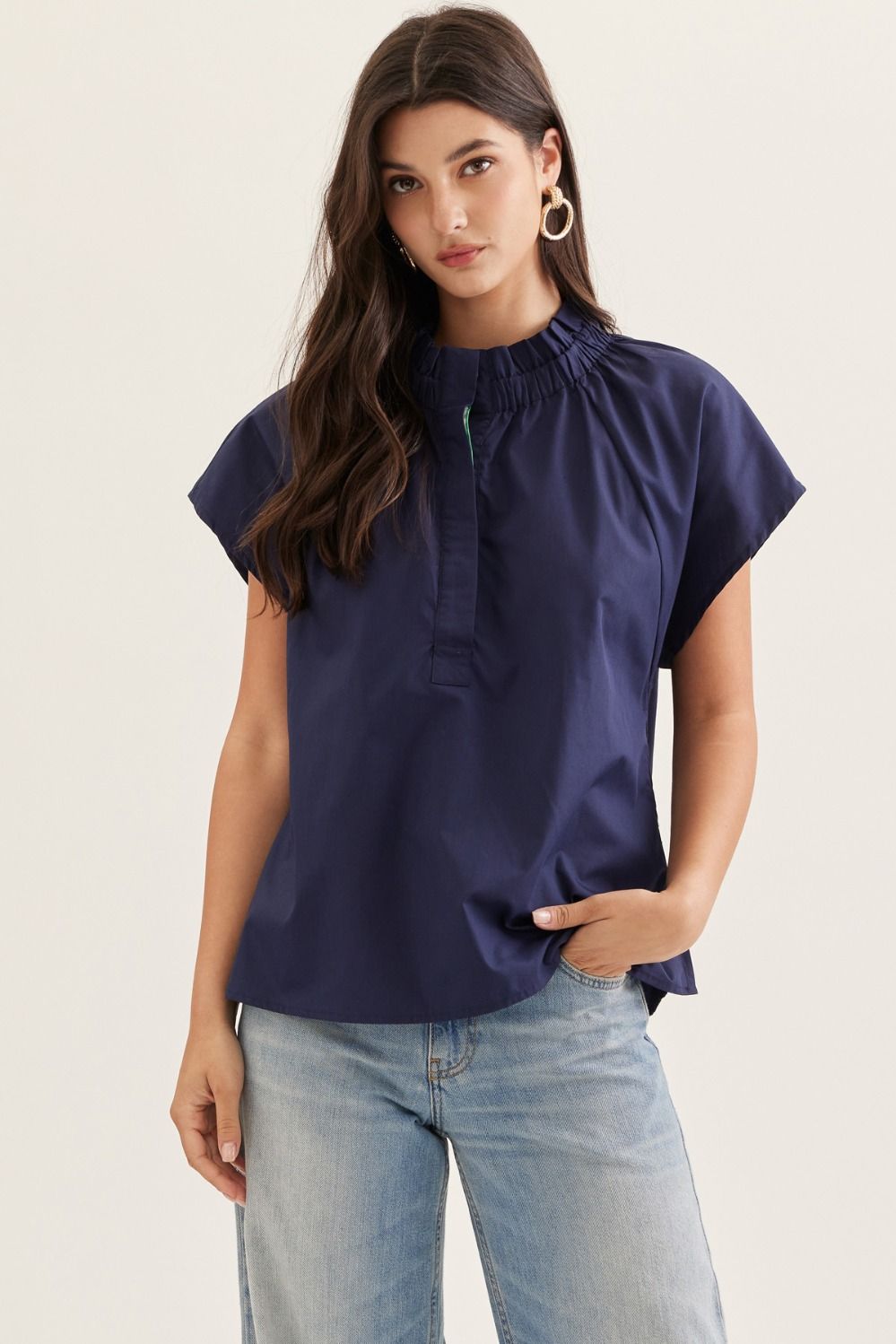 Amiyah Solid Cap Sleeve Top