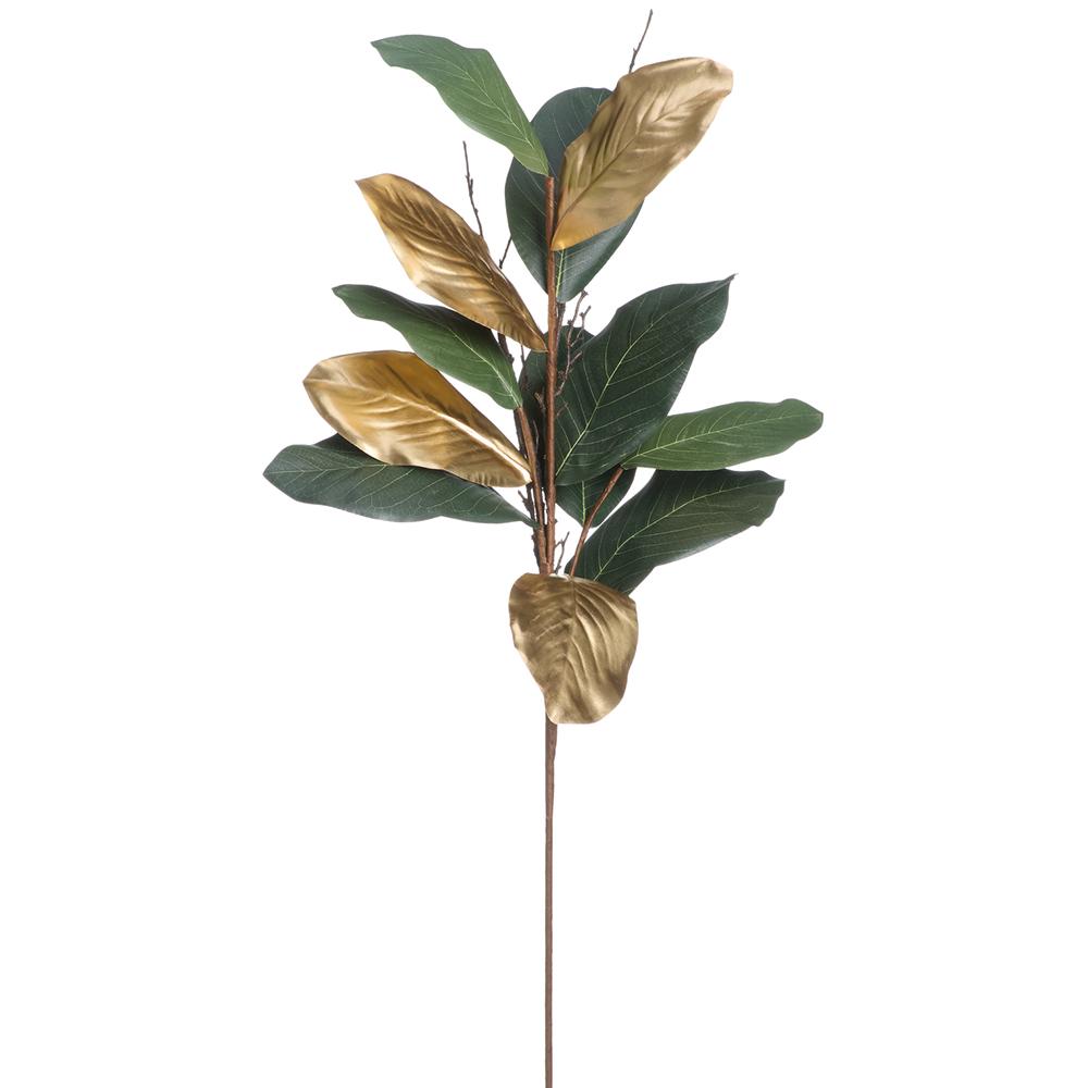 38" Magnolia Leaf Spray Green Gold