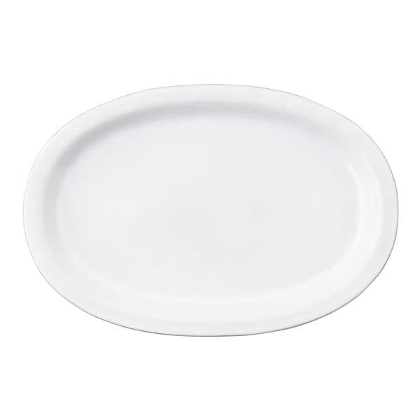 White ceramic Puro platter with a whitewash glaze finish