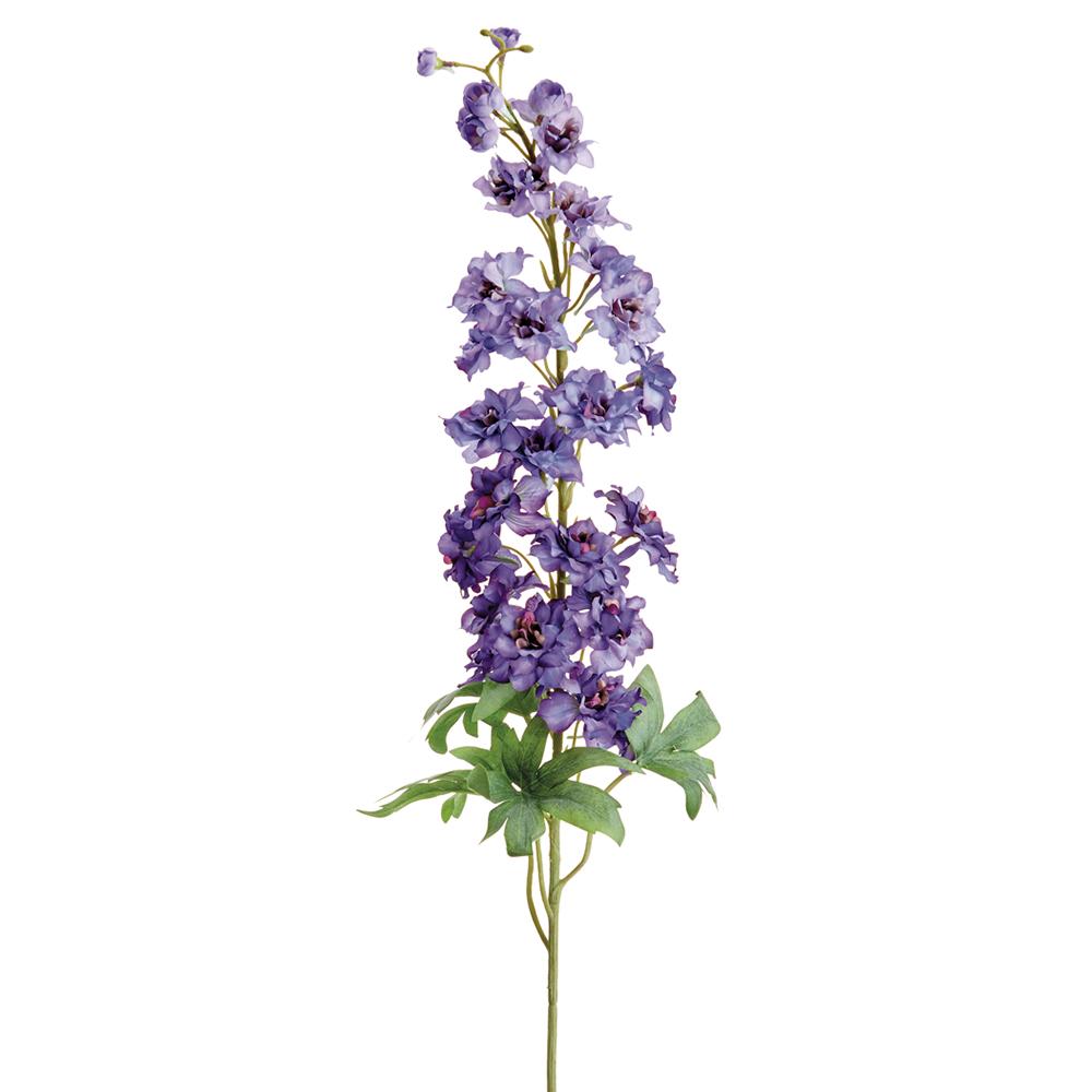 40-inch Delphinium spray floral arrangement with blue delphiniums in a wire and plastic structure.