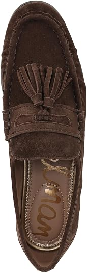 Top view of the Lana Tassel Loafer in Torano Suede with hand-finished tassels and a branded insole.