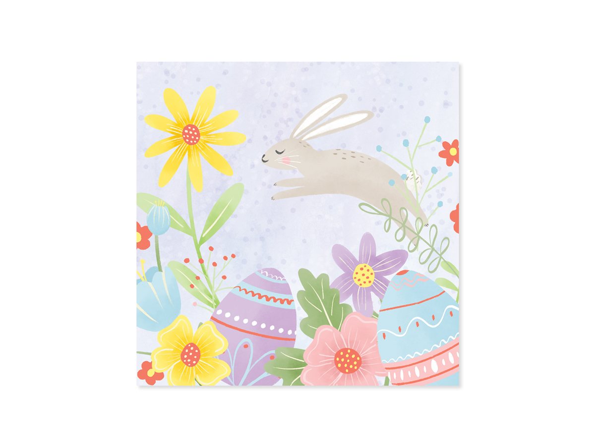 White Easter greetings card with gold foil finish featuring a festive greeting inside.
