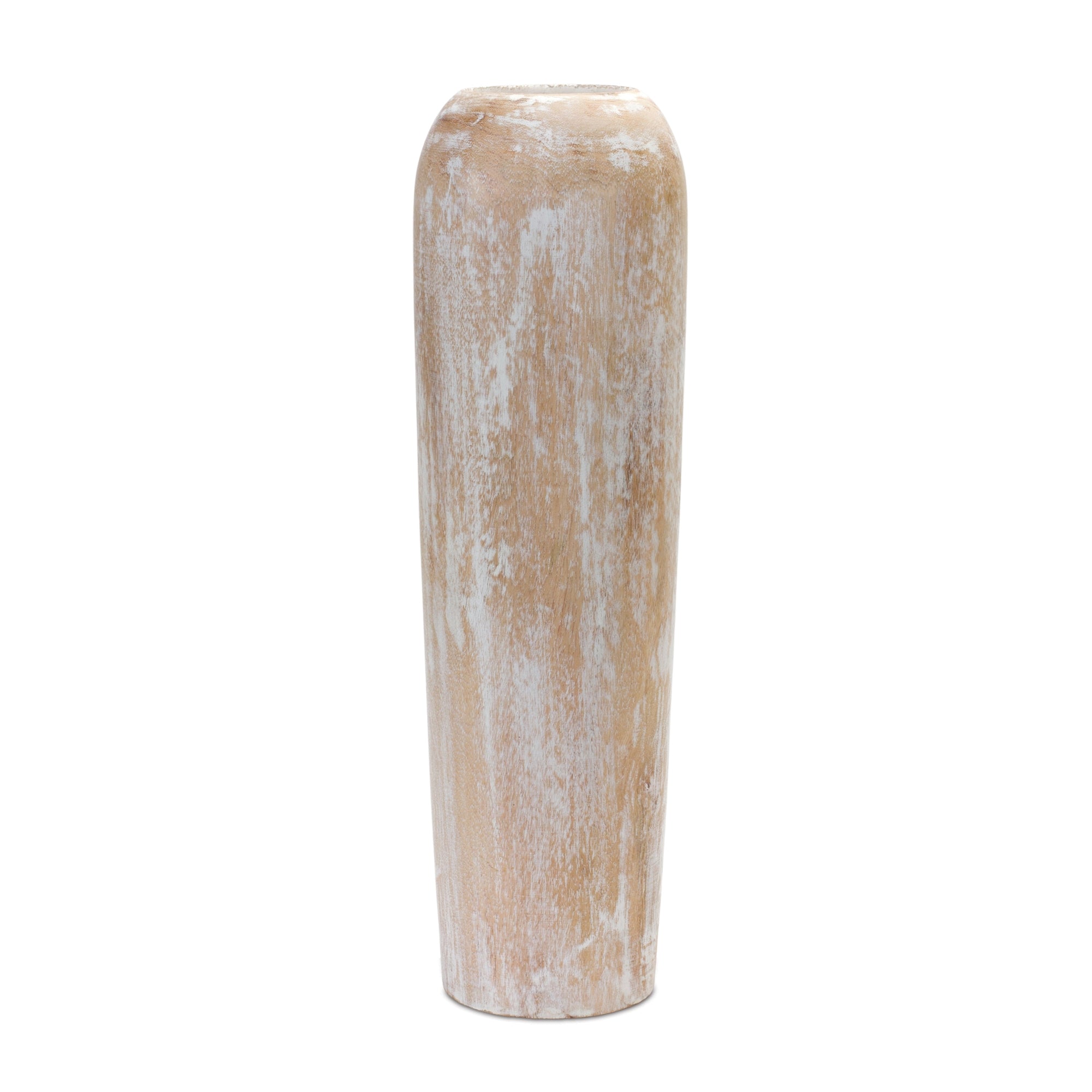Wood vase with a natural finish