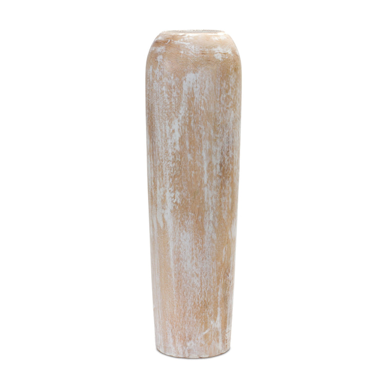 Wood vase with a natural finish