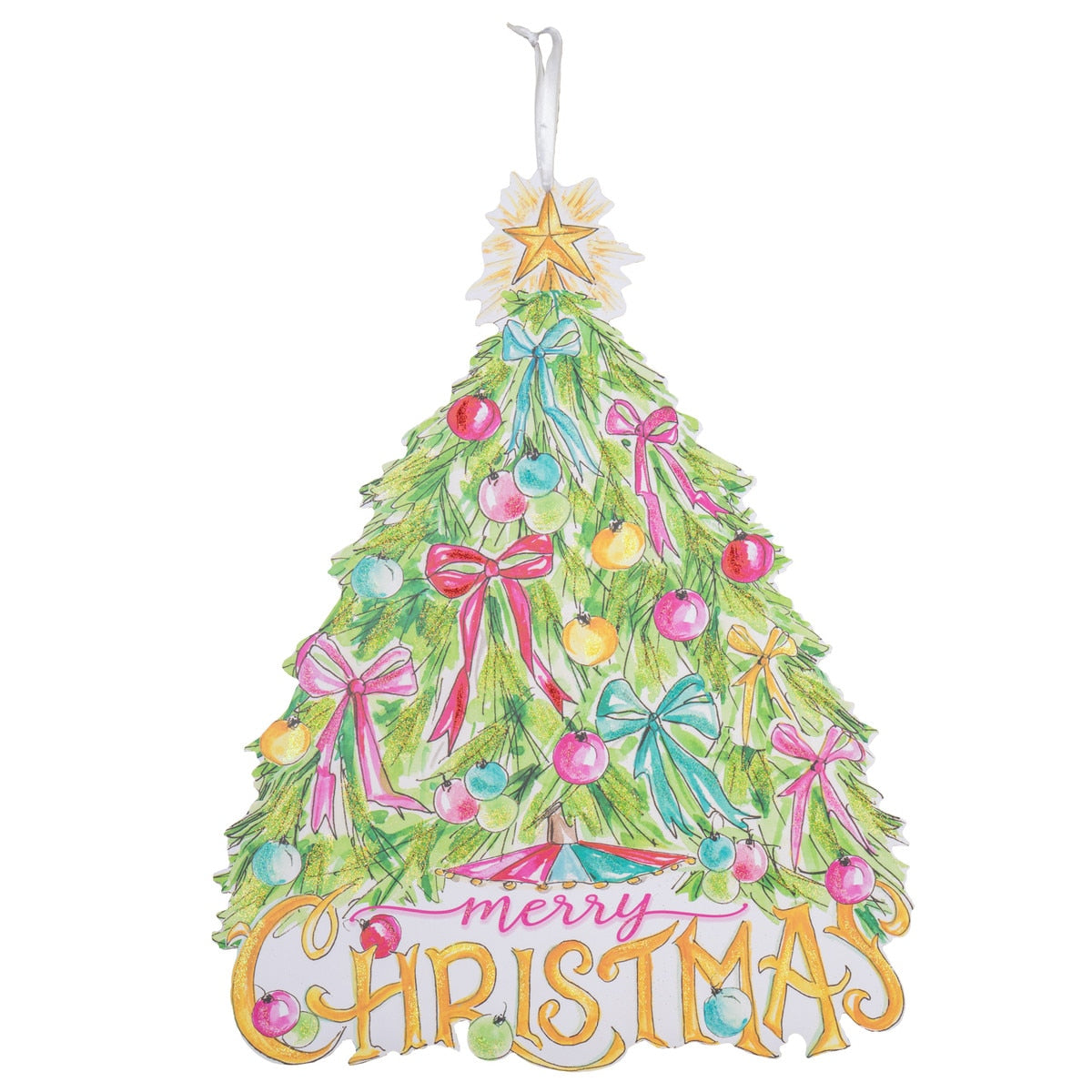Beck's Vintage Tree PVC door hanger in natural wood tone with realistic tree silhouette and hanging loop.