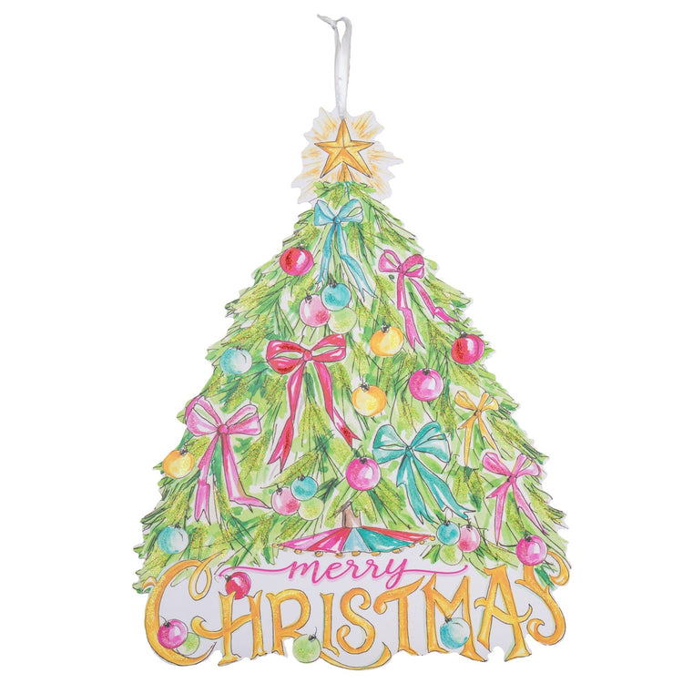 Beck's Vintage Tree PVC door hanger in natural wood tone with realistic tree silhouette and hanging loop.