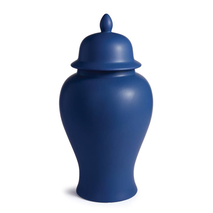 Large Barclay Butera Westcliff jar with a textured beige finish.