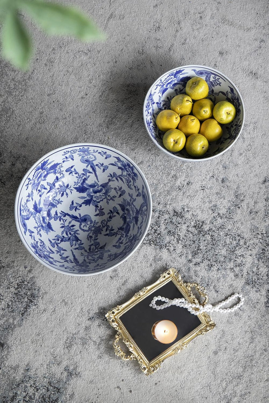 White and Blue Ceramic Bowl - Sold Individually