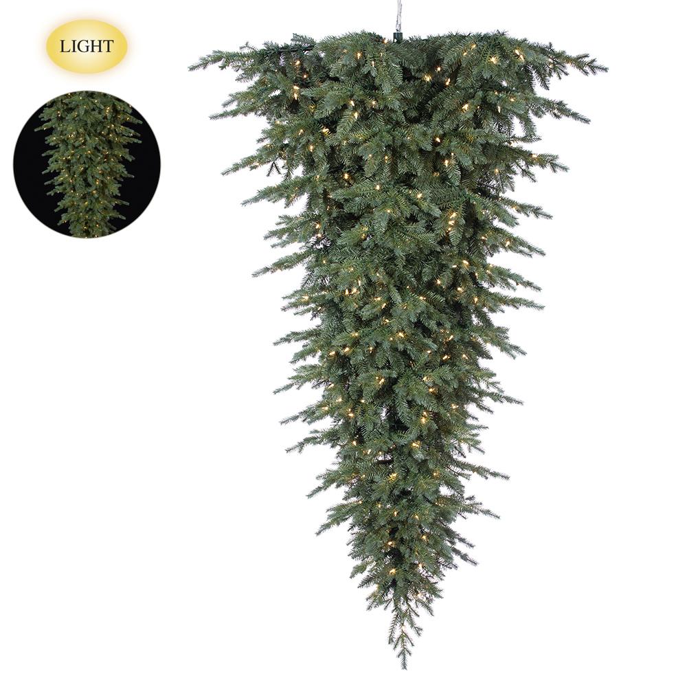6.5-foot upside-down green pine Christmas tree with 600 warm LED lights.