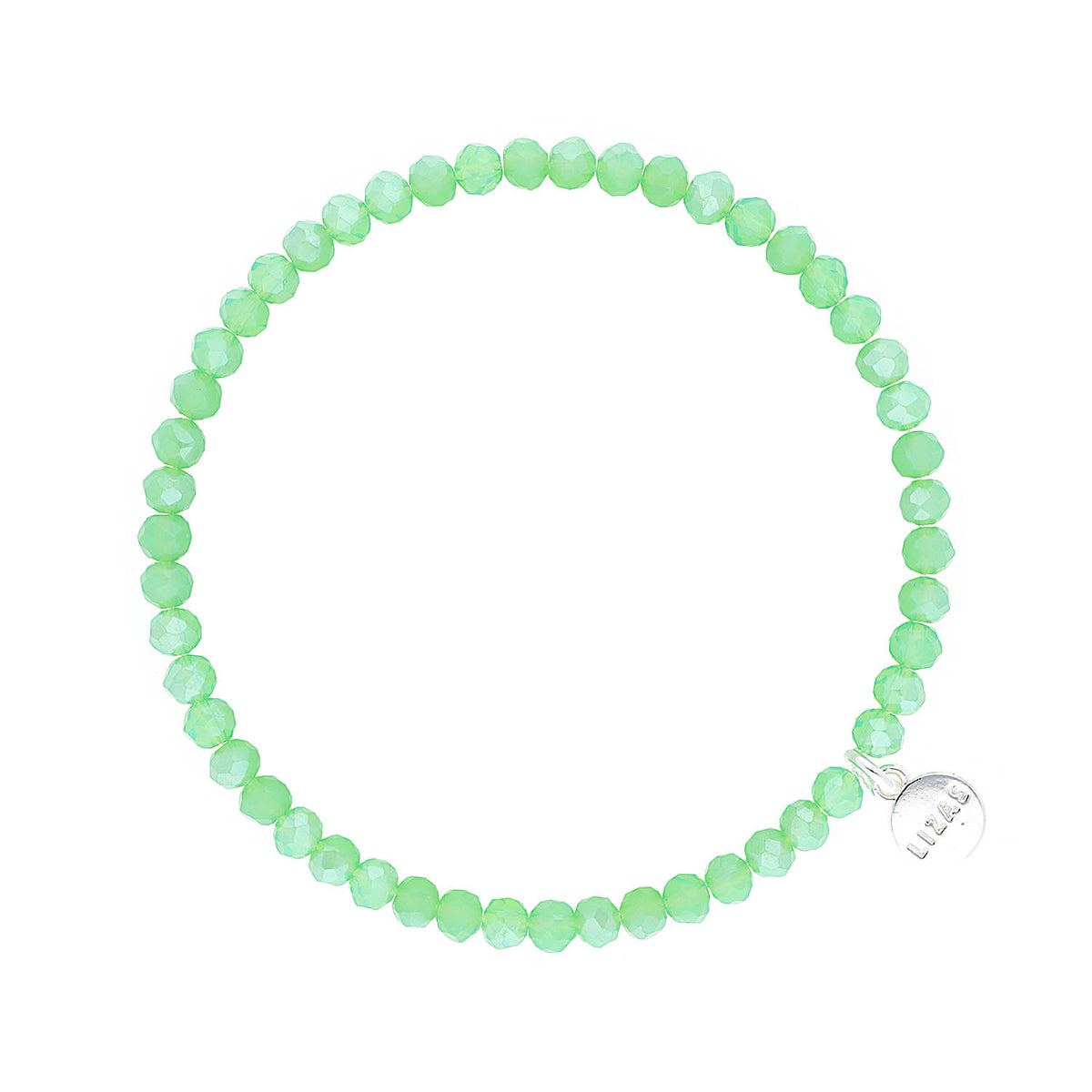 Stretchy bracelet with faceted glass beads in colorful patterns
