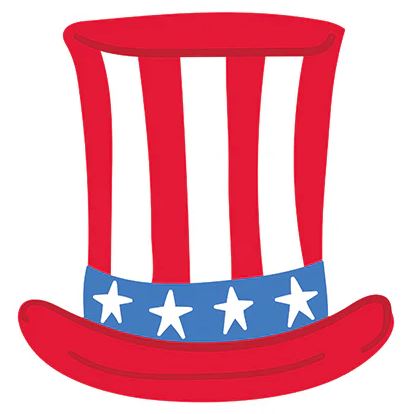 Ceramic Uncle Sam hat mini attachment with red white blue stars stripes pattern