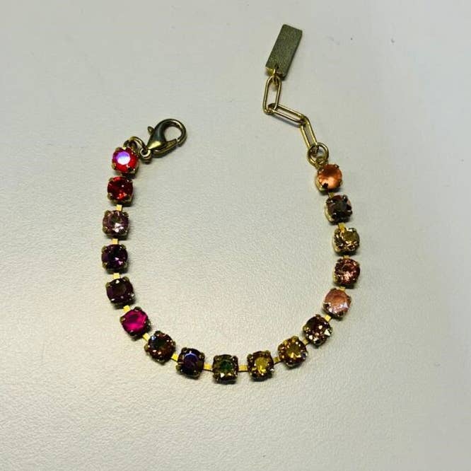 Antique gold plated brass bracelet with sparkling crystals