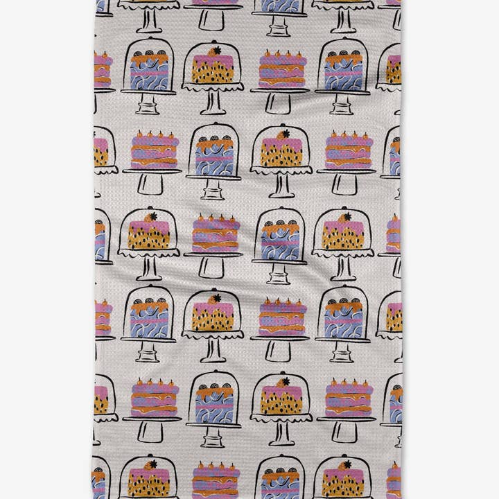 Recycled polyester waffle weave tea towel with single-sided print