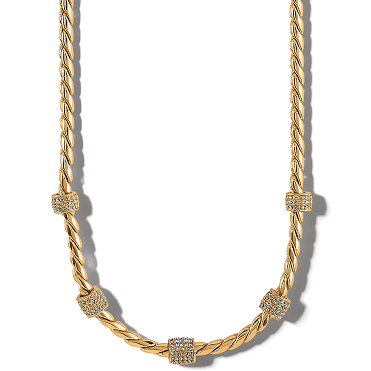 Gold plated adjustable necklace with fine-quality crystal pendant on a lobster claw clasp.