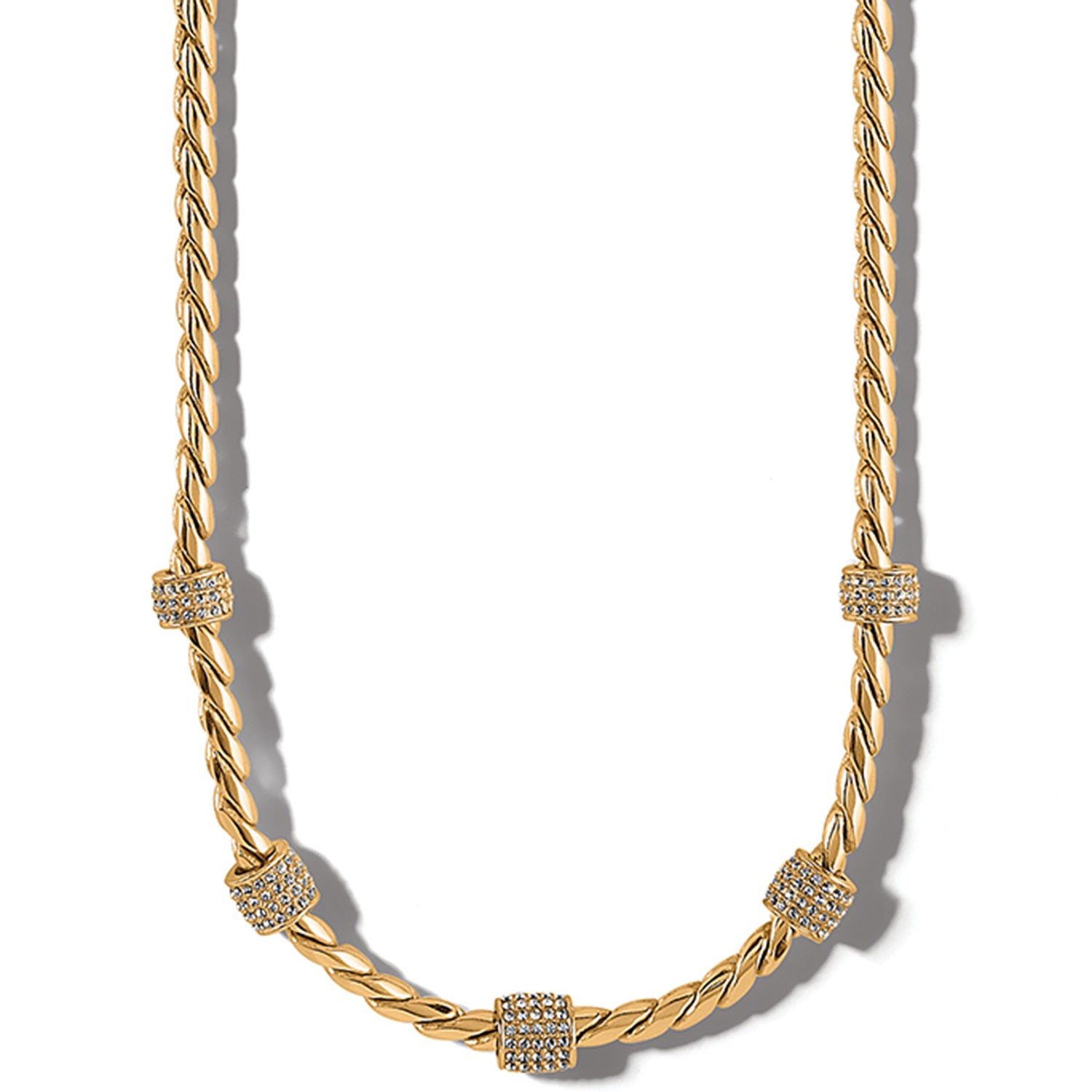 Gold plated adjustable necklace with fine-quality crystal pendant on a lobster claw clasp.