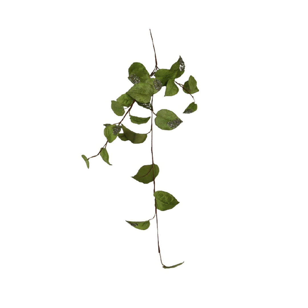 42-inch long green ivy bouquet with sequin and glitter accents on trailing leaves.