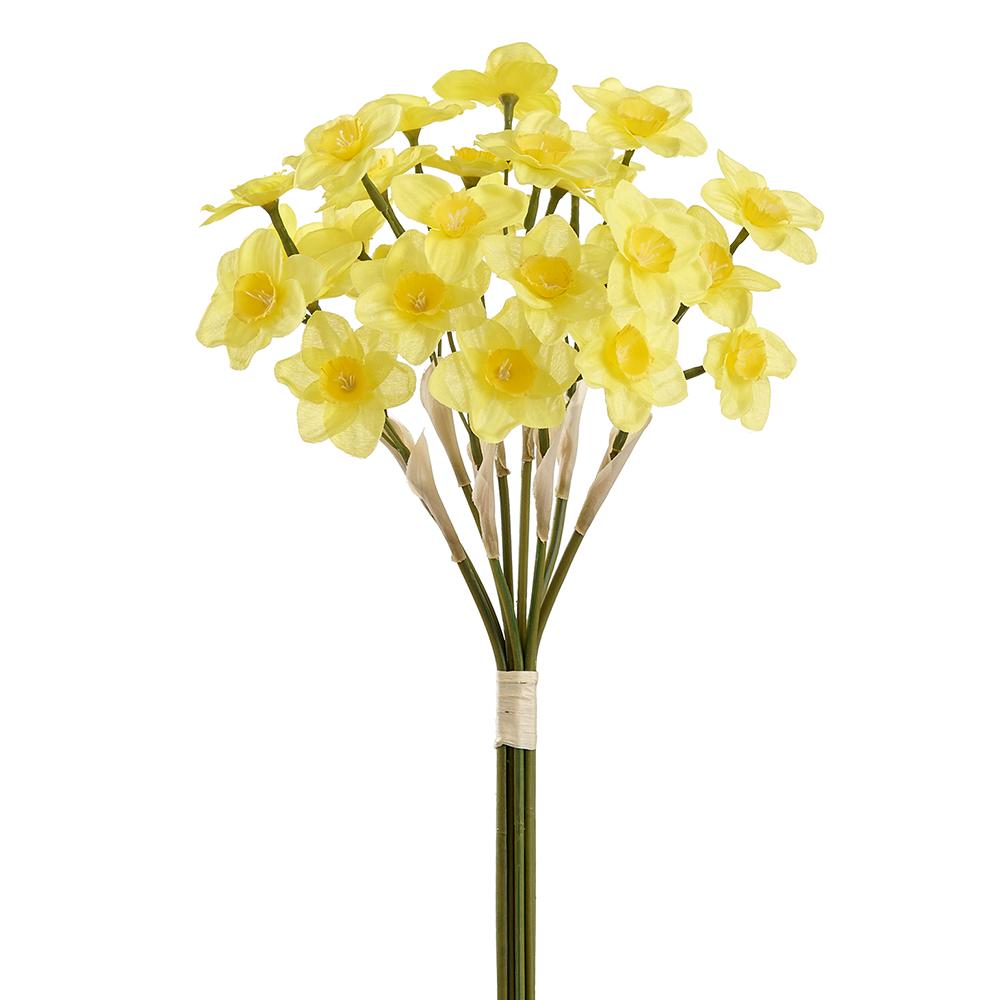 Yellow Narcissus bundle with polyester plastic wire stems