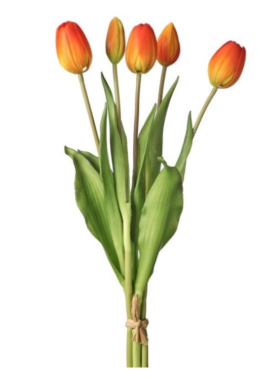 Bundle of five soft-touch tulip-shaped candle holders in a neutral finish.