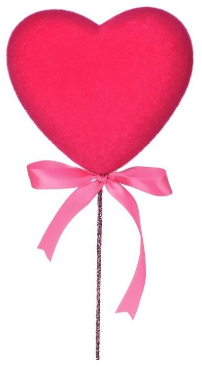 Eighteen-inch flocked solid heart-shaped pick with a matte white finish.