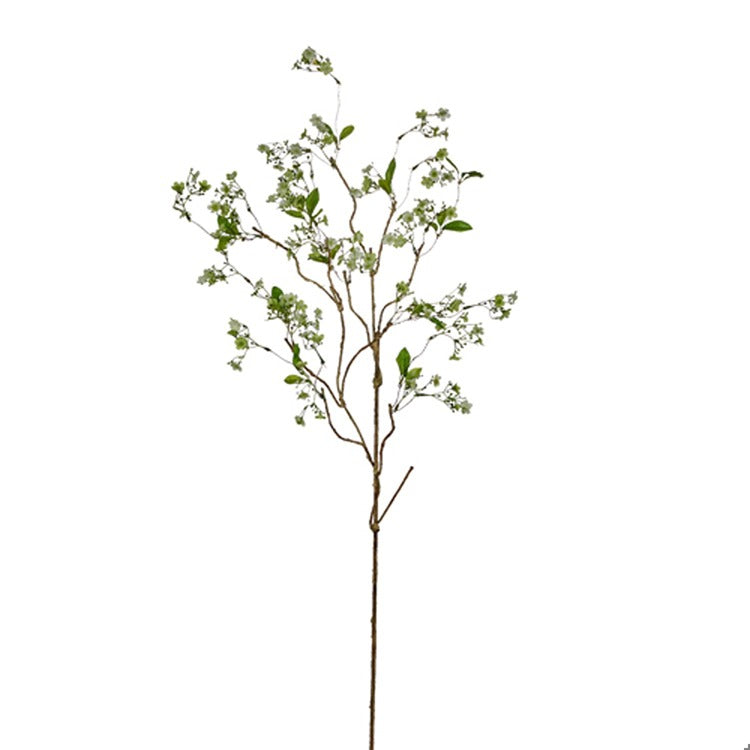 41-inch white artificial flowering branch made of paper, polyester, and plastic with a natural silhouette.