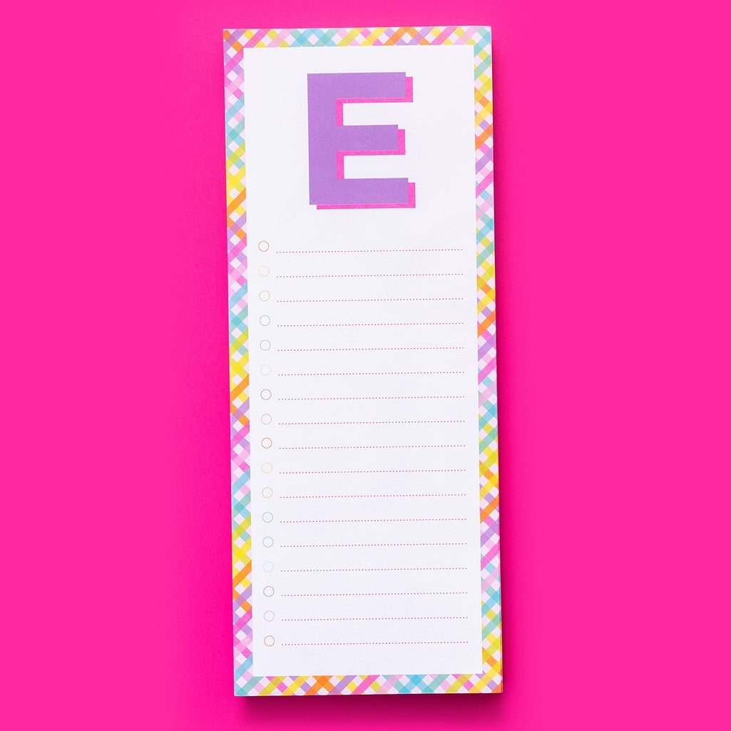 4-inch by 10-inch white lined list pad with magnet on back