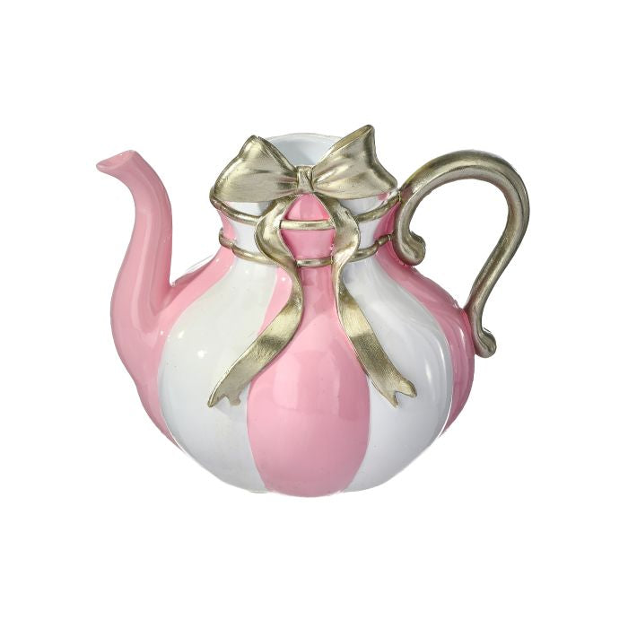 Taper candle holder shaped like a teapot with resin material.