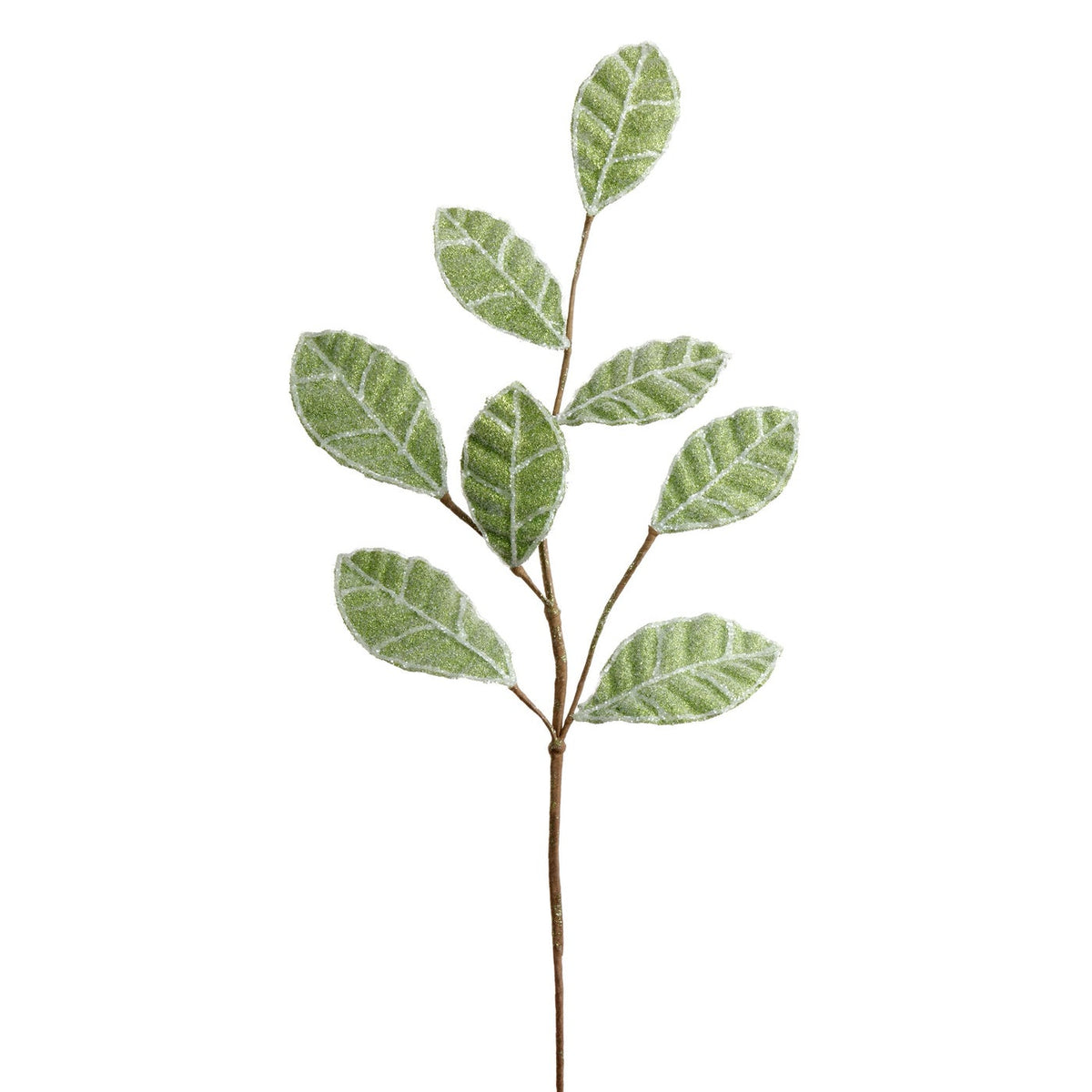 Chinoiserie Leaf Branch, 28-inch decorative stem with green crackle finish leaves.