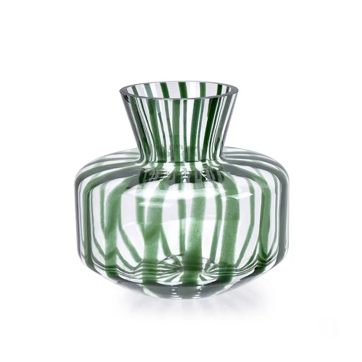 Clear glass vase with a cylindrical shape and smooth finish.