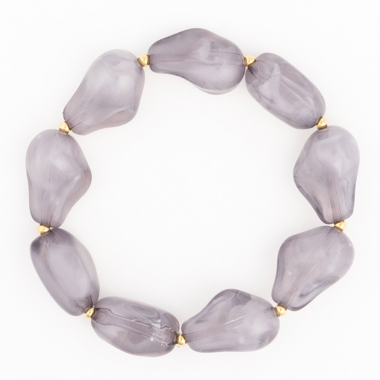 Cami Bracelet featuring large, irregular grey marbled beads separated by small gold spacers.