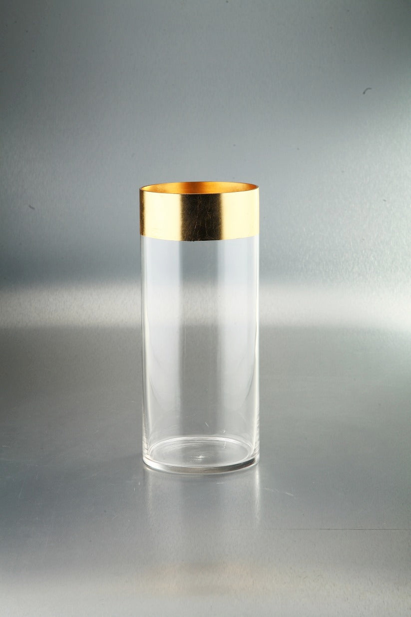 Mercury glass vase with a reflective silver finish.