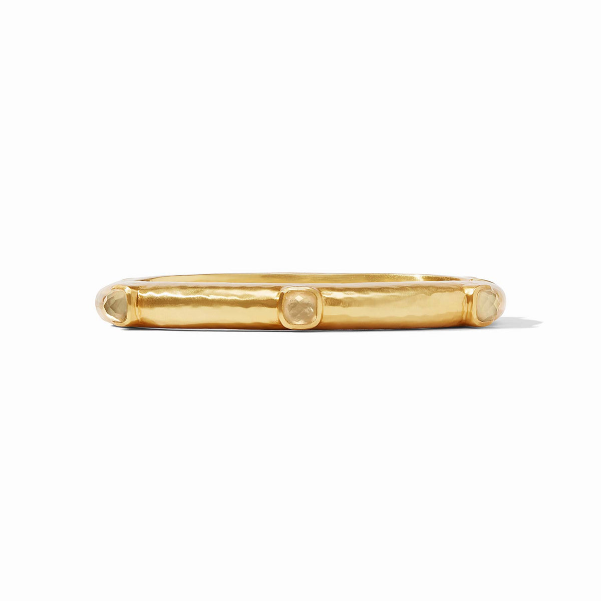 Catalina Stone Hinge Bangle in 24K gold plate with inset mother of pearl and glass stones.