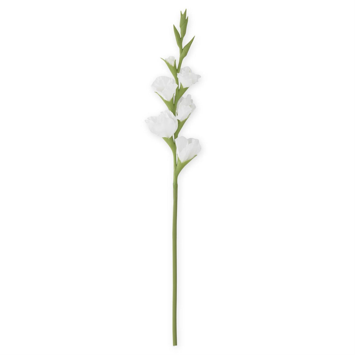 34-inch artificial gladiolus flower in realistic green fabric with wire stem structure