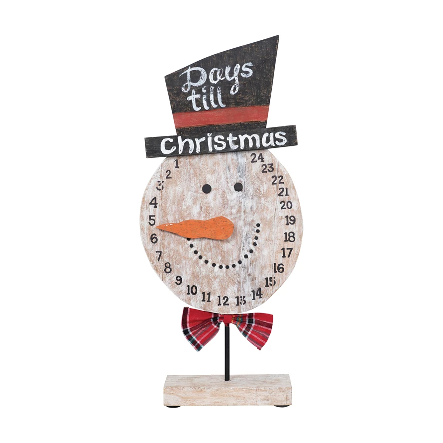 Mango Wood Snowman Head Advent Countdown