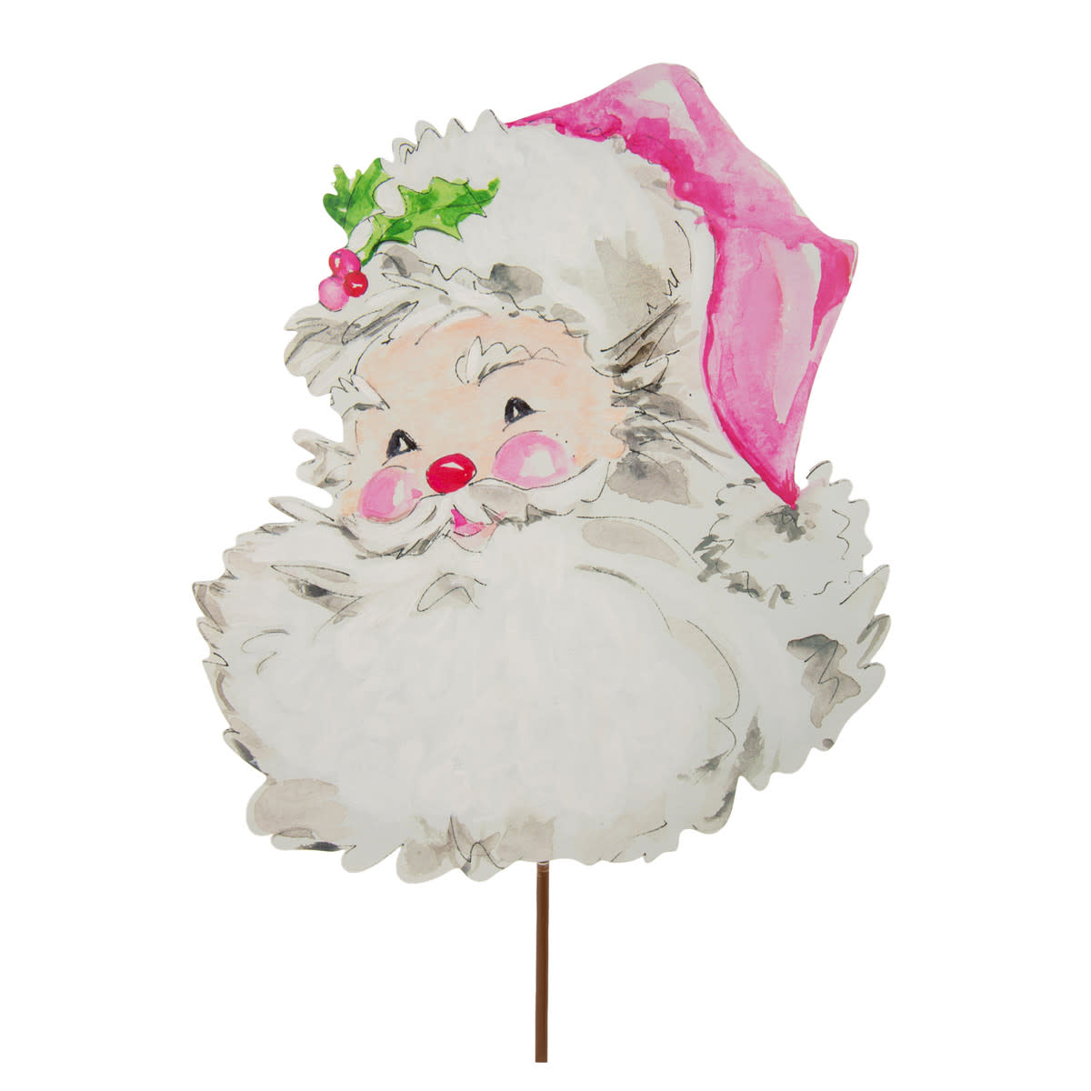 Beck's Pink Santa Stake featuring a pink plastic figure on an orange stake with white beard and hat details.