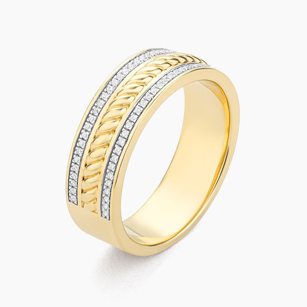 Silver rope stackable ring with a central diamond on a twisted band.