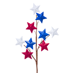 28-inch metal antique country stars spray with red, white, and blue stars on a brown stem.
