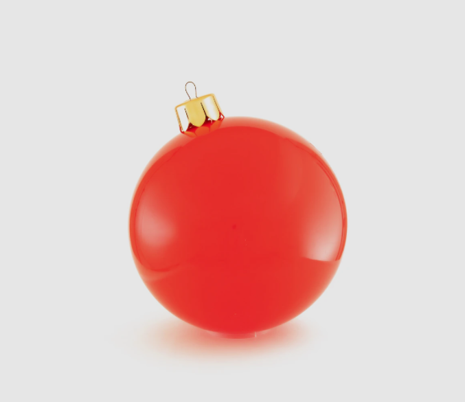 30-inch white inflatable Holiball ornament with a topper on a hanger plug.