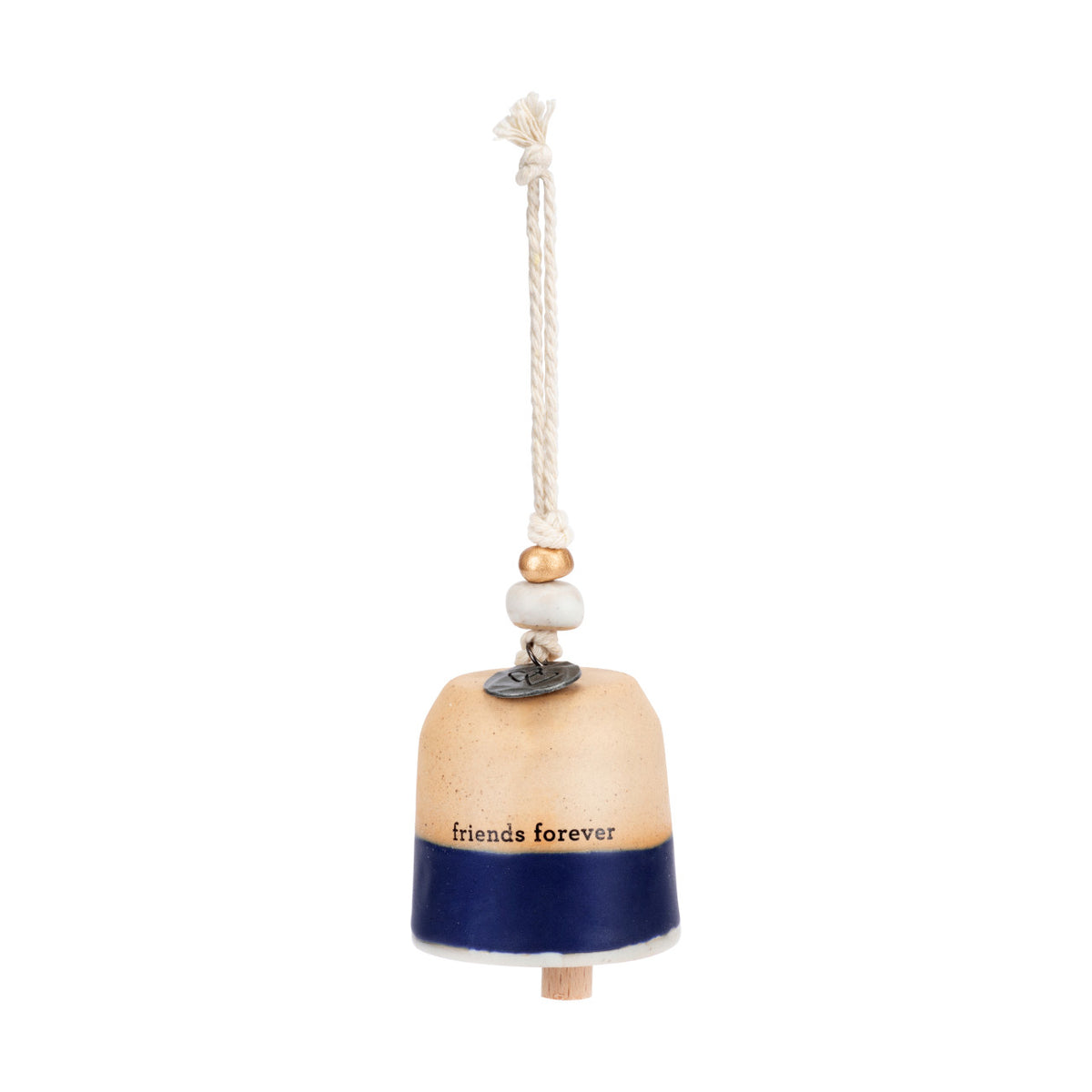 Mini Inspired Bell in stoneware with wood accents and metal hardware